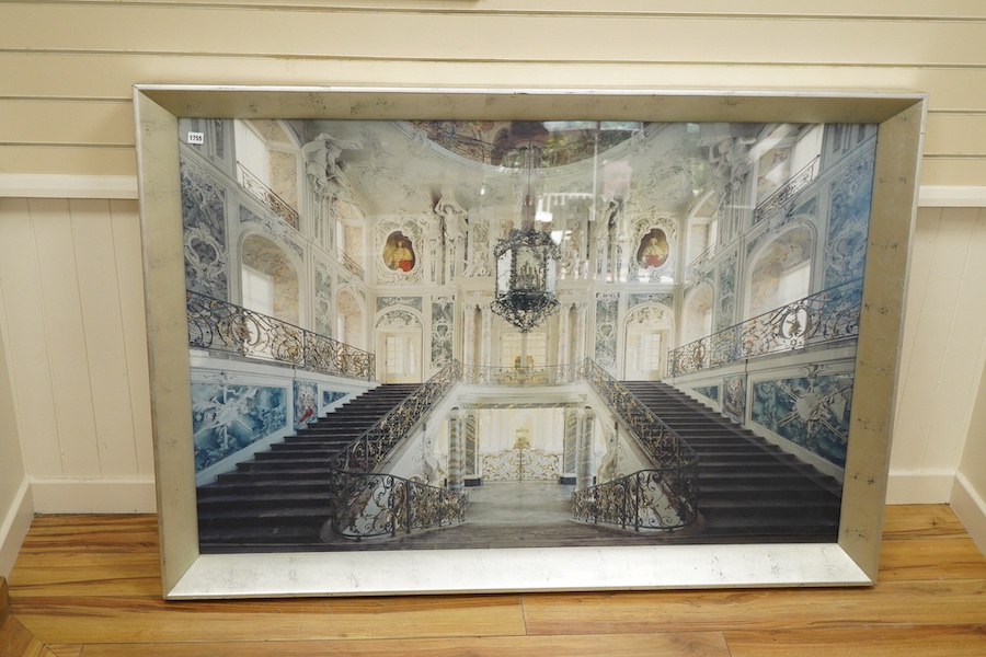 Contemporary colour print, 'Baroque grand staircase, Augustusburg Castle, Germany', 98 x 147cm